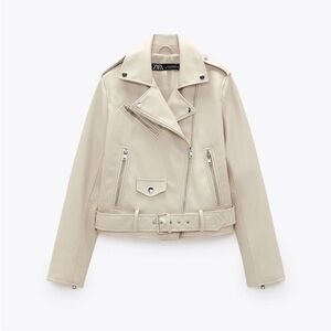 Zara Women's Cream Biker Jacket